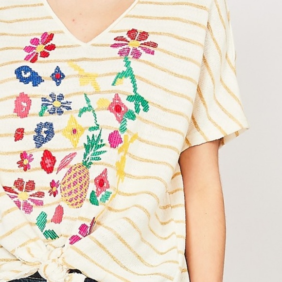 Embroidered Striped Top - Picture 3 of 5